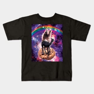 Space Cat Llama Alpaca Riding Cookie Kids T-Shirt